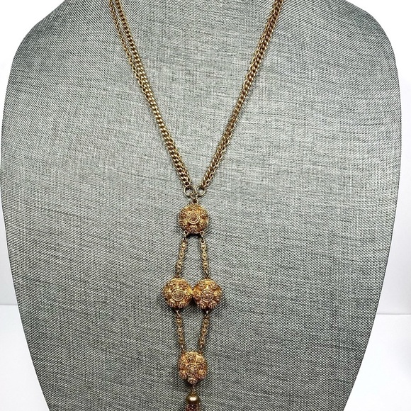 Lisner Necklace Gold Tone Statement Signed 20”+3” Hook Clasp - Picture 9 of 16